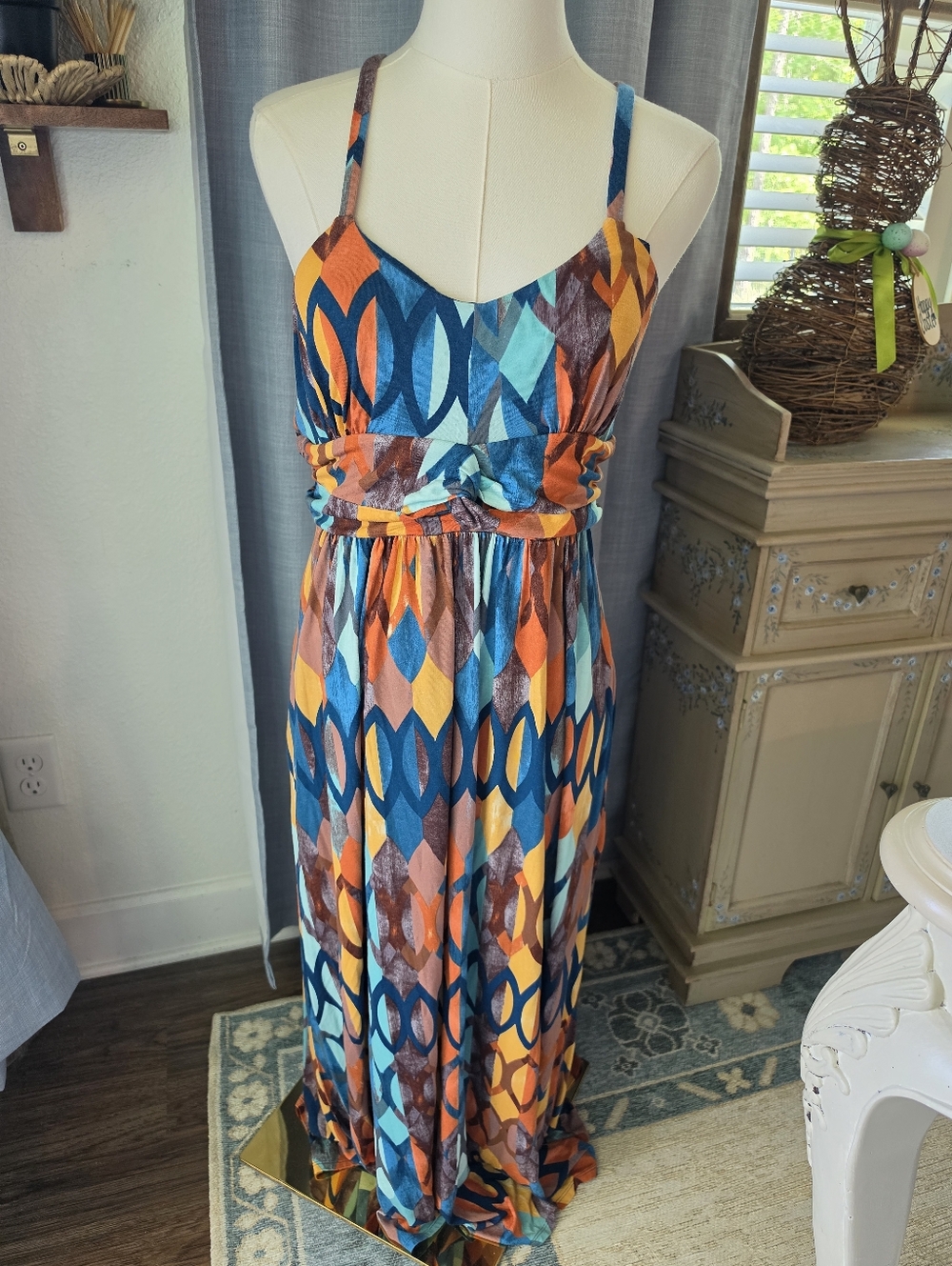Maeve Multicolor Geometric Halter Maxi Dress - Picture 2 of 4